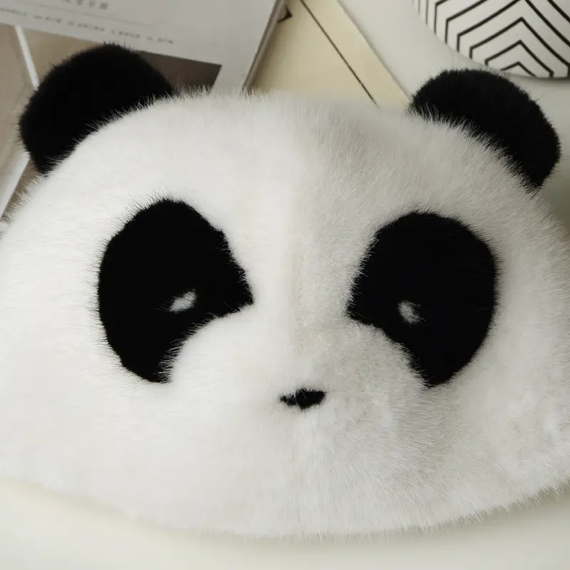 8863-plush faux fur kids panda hat