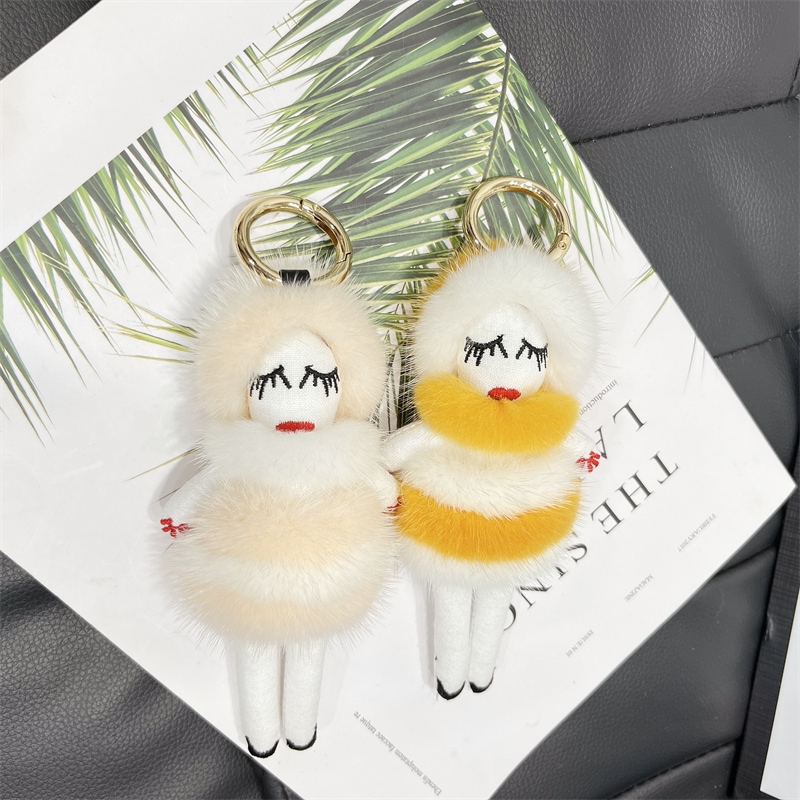 8611-mink fur miss fur key chain