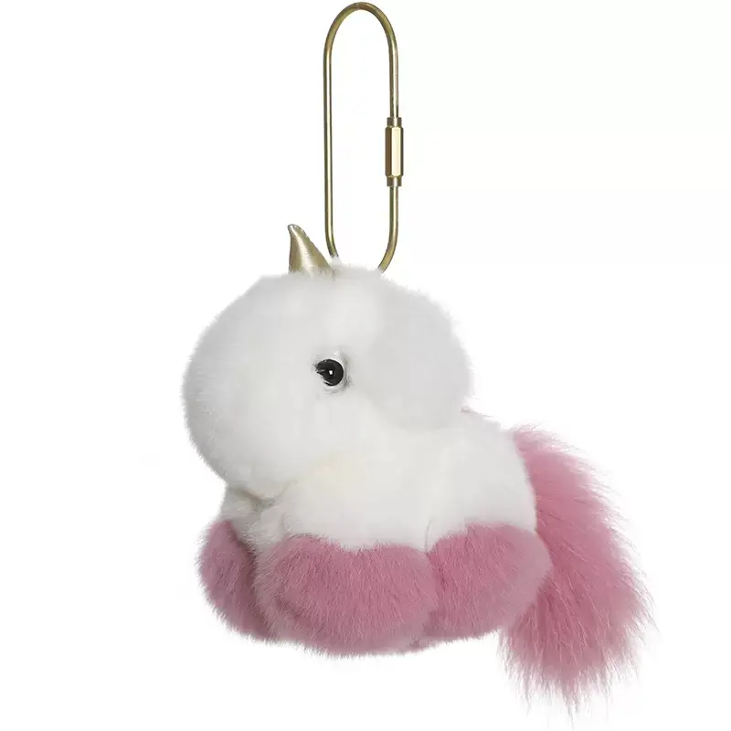 8519-rex rabbit fur unicorn fur key chain